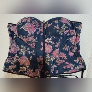 Torrid denim corset floral top